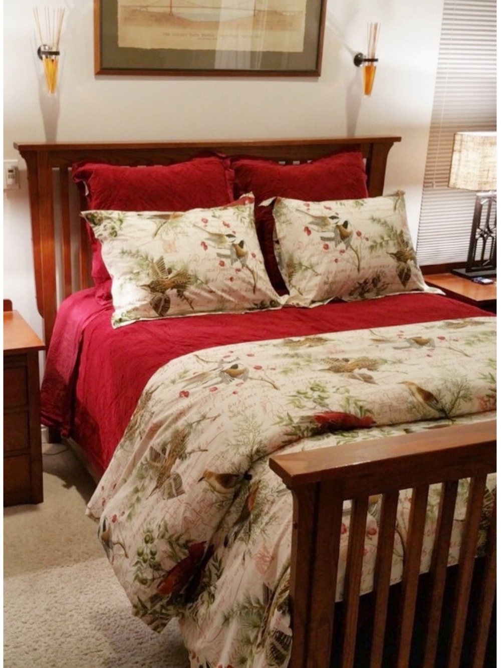 Pottery Barn Winter Birds Button Closure Duvet Cover - size Full/Queen